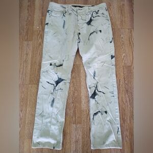 A Tiziano Cream And Black Denim Jeans Size Mens 38 Pockets Zip And Button Close